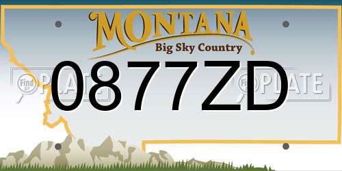 0877ZD Montana License Plate