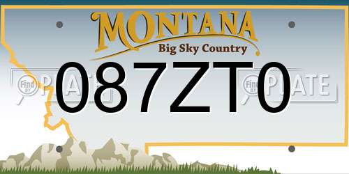 087ZT0 Montana License Plate