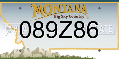 089Z86 Montana License Plate