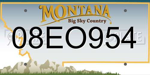 08EO954 Montana License Plate