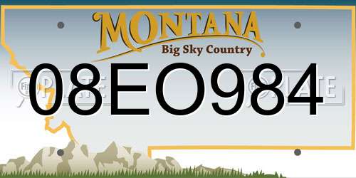 08EO984 Montana License Plate