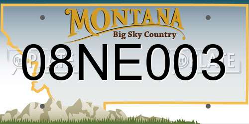 08NE003 Montana License Plate