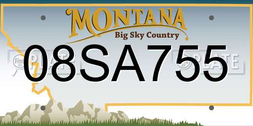 08SA755 Montana License Plate