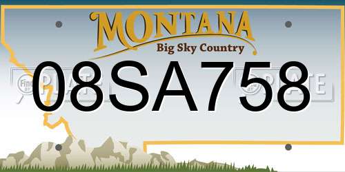 08SA758 Montana License Plate