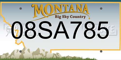 08SA785 Montana License Plate