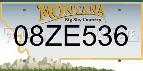 08ZE536 Montana License Plate