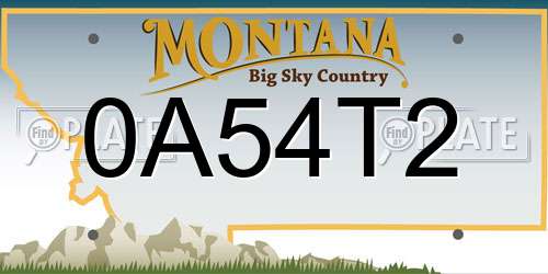 0A54T2 Montana License Plate