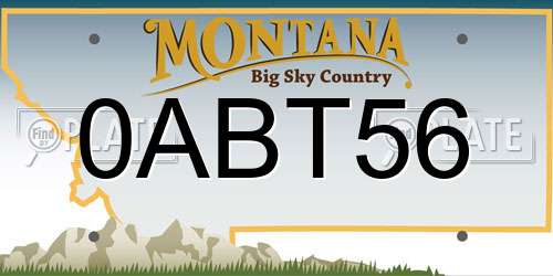 0ABT56 Montana License Plate