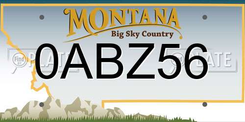 0ABZ56 Montana License Plate