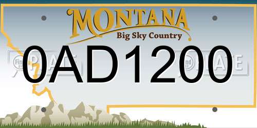 0AD1200 Montana License Plate