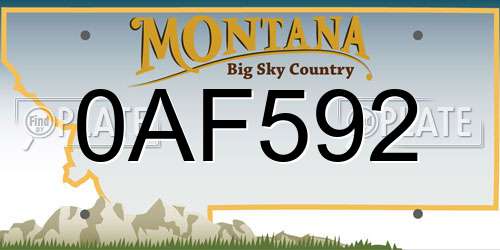 0AF592 Montana License Plate