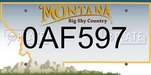 0AF597 Montana License Plate