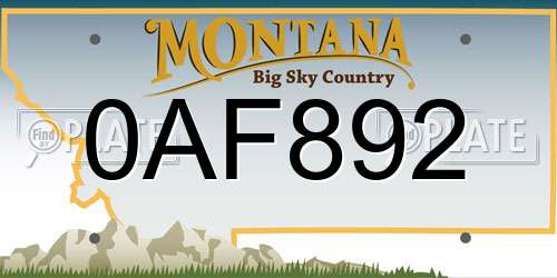 0AF892 Montana License Plate