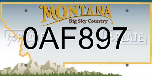 0AF897 Montana License Plate