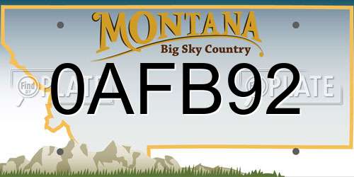 0AFB92 Montana License Plate