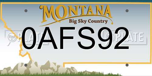 0AFS92 Montana License Plate