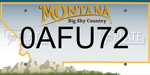 0AFU72 Montana License Plate
