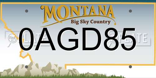 0AGD85 Montana License Plate