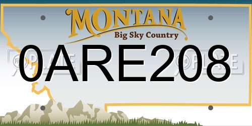 0ARE208 Montana License Plate