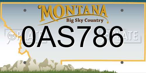 0AS786 Montana License Plate