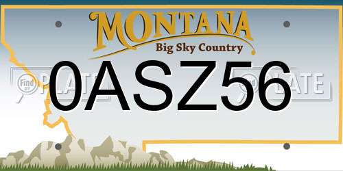 0ASZ56 Montana License Plate