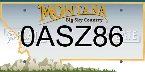 0ASZ86 Montana License Plate