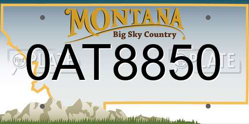 0AT8850 Montana License Plate