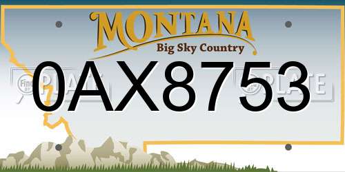 0AX8753 Montana License Plate