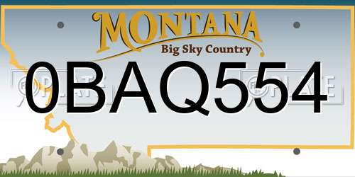 0BAQ554 Montana License Plate