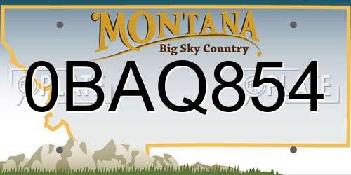 0BAQ854 Montana License Plate