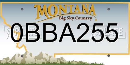 0BBA255 Montana License Plate