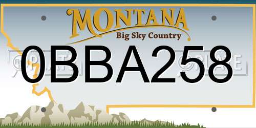 0BBA258 Montana License Plate