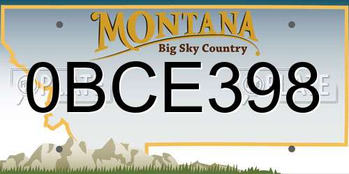 0BCE398 Montana License Plate