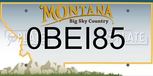 0BEI85 Montana License Plate