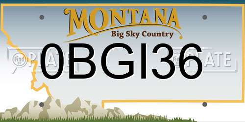 0BGI36 Montana License Plate