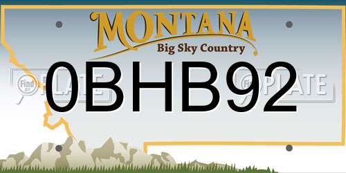 0BHB92 Montana License Plate
