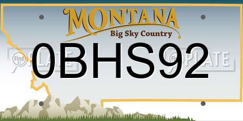 0BHS92 Montana License Plate