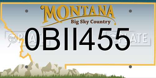 0BII455 Montana License Plate