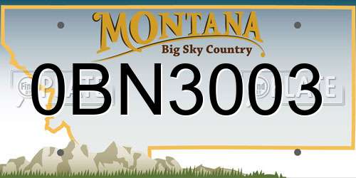 0BN3003 Montana License Plate