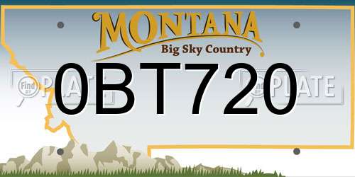 0BT720 Montana License Plate