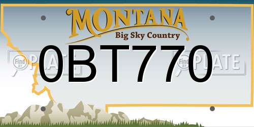 0BT770 Montana License Plate