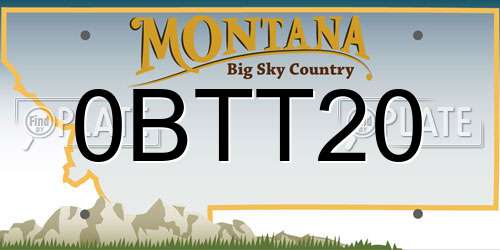 0BTT20 Montana License Plate