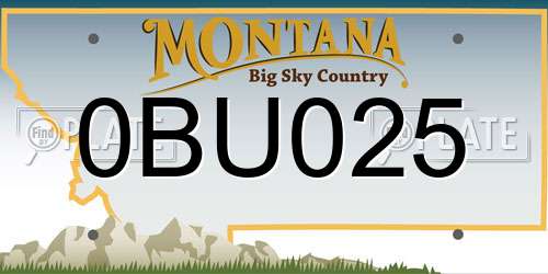0BU025 Montana License Plate