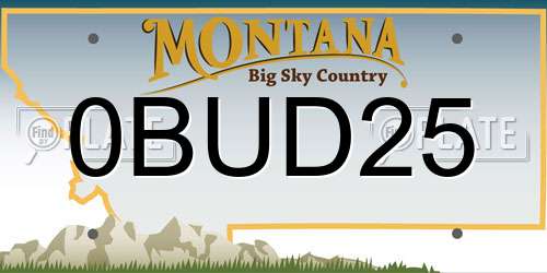 0BUD25 Montana License Plate