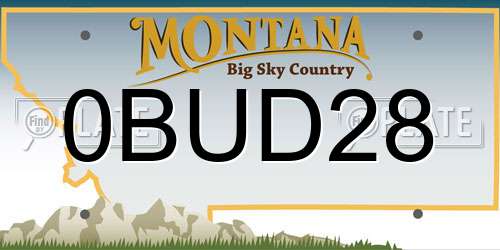 0BUD28 Montana License Plate