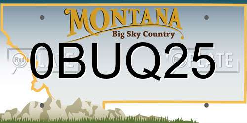 0BUQ25 Montana License Plate