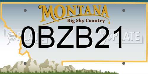 0BZB21 Montana License Plate