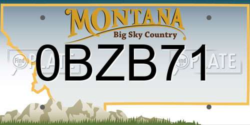 0BZB71 Montana License Plate