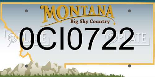 0CI0722 Montana License Plate