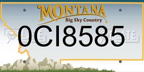 0CI8585 Montana License Plate